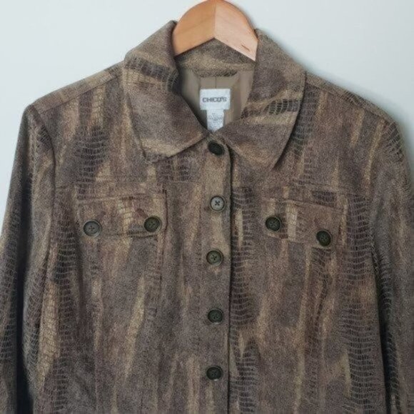 Chico's‎ Brown Animal Print Jacket L - Picture 5 of 10